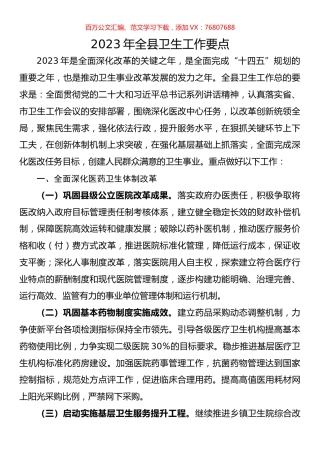 2023年全县卫生工作要点.docx