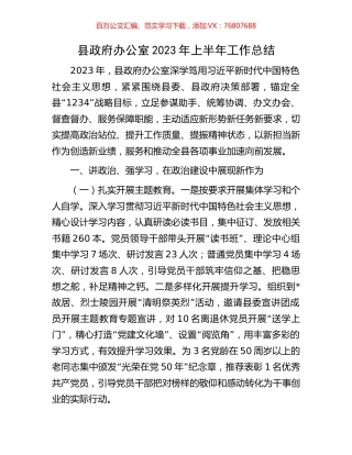 县政府办公室2023年上半年工作总结.docx