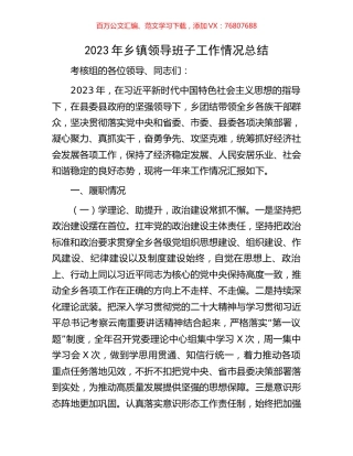 2023年乡镇领导班子工作情况总结.docx