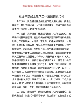 -推进干部能上能下工作进展情况汇报.docx