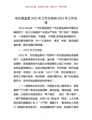 -市纪委监委2022年工作总结和2023年工作安排.docx