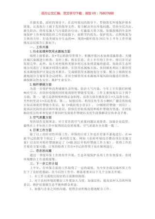 镇环保办2022年上半年工作总结和下半年工作计划.docx