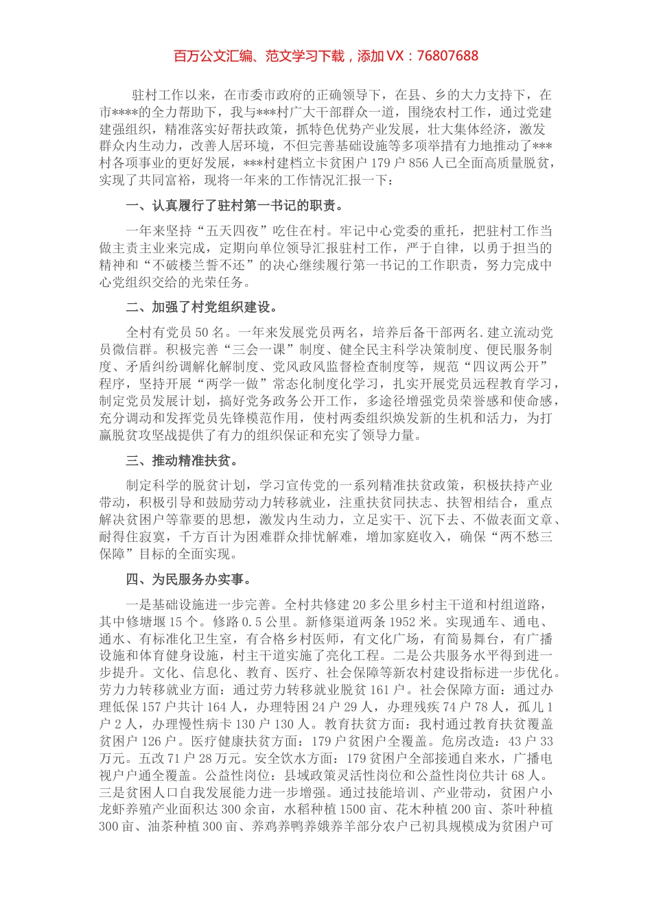 驻村帮扶队第一书记工作总结.docx_第1页