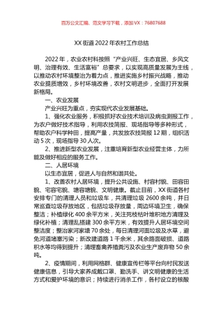 街道2022年农村工作总结.docx