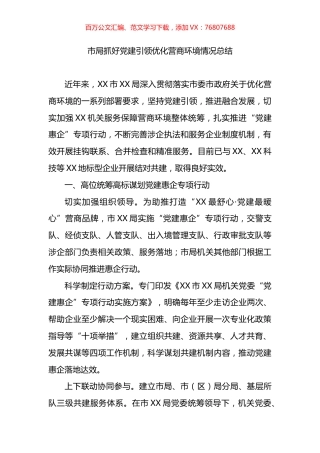 市局抓好党建引领优化营商环境情况总结.docx
