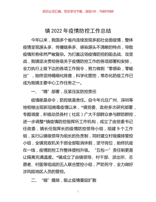 -镇2022年疫情防控工作总结.docx