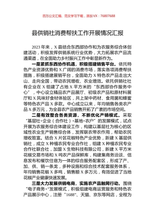 县供销社消费帮扶工作开展情况汇报.docx