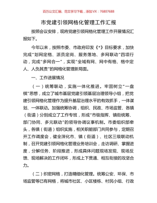 市党建引领网格化管理工作汇报.docx