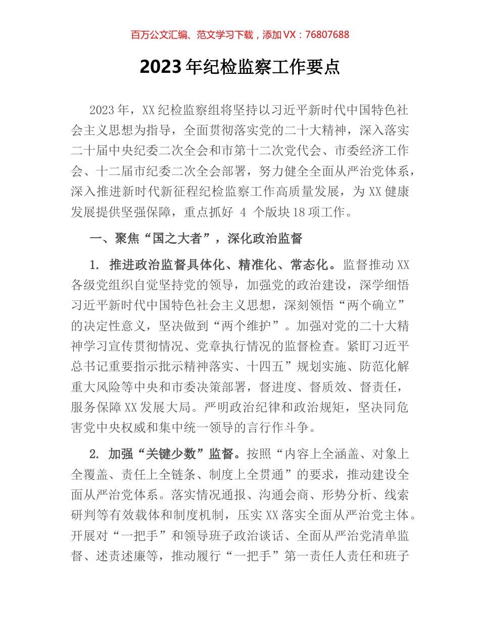 2023年纪检监察工作要点.docx_第1页