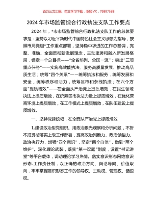 2024年市场监管综合行政执法支队工作要点.docx