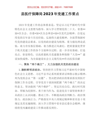 县医疗保障局2023年党建工作要点.docx