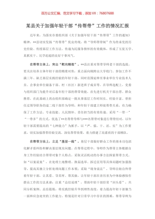 20221111某县关于加强年轻干部“传帮带”工作的情况汇报.docx