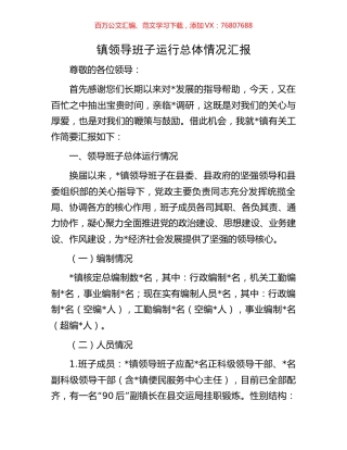 镇领导班子运行总体情况汇报.docx