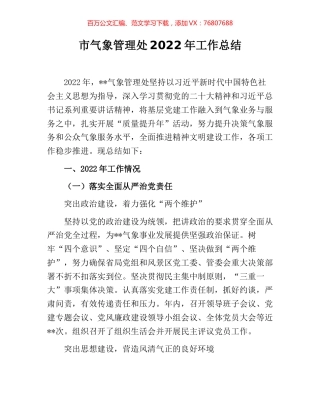 市气象管理处2022年工作总结.docx