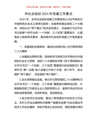 市社会组织2023年党建工作要点.docx