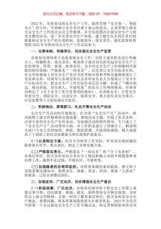 市体育局安全生产工作汇报.docx