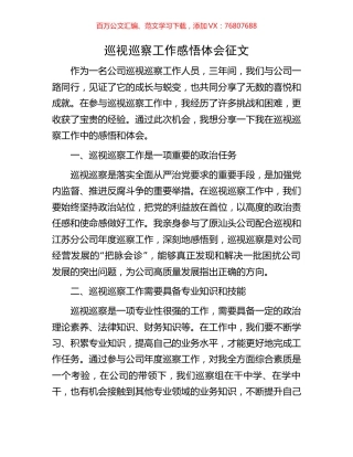 巡视巡察工作感悟体会征文.docx