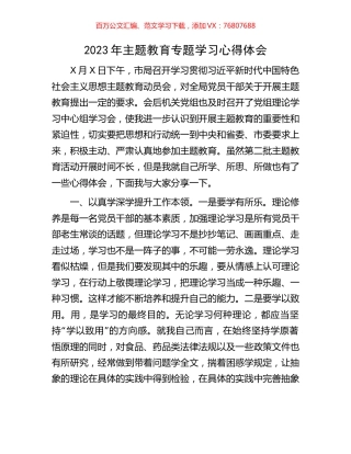 2023年主题教育专题学习心得体会.docx