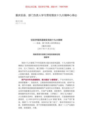 重庆区县、部门负责人学习贯彻落实十九大精神心得④.docx