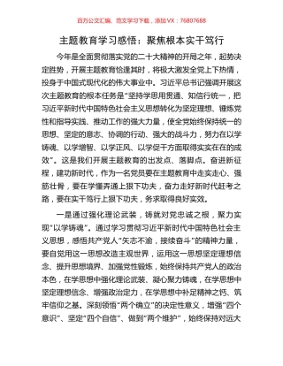 主题教育学习感悟：聚焦根本实干笃行.docx