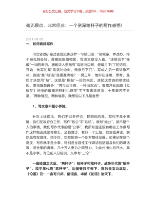 毫无尿点，非常经典：一个资深笔杆子的写作感悟-.docx