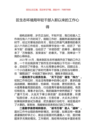 区生态环境局年轻干部入职以来的工作心得.docx