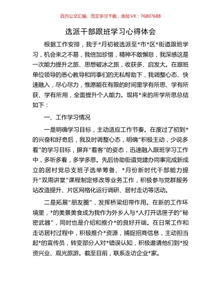 选派干部跟班学习心得体会.docx