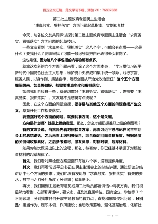 （30条）2023年度专题民主生活会“求真务实、狠抓落实”方面问题起草指南、实例和素材.docx