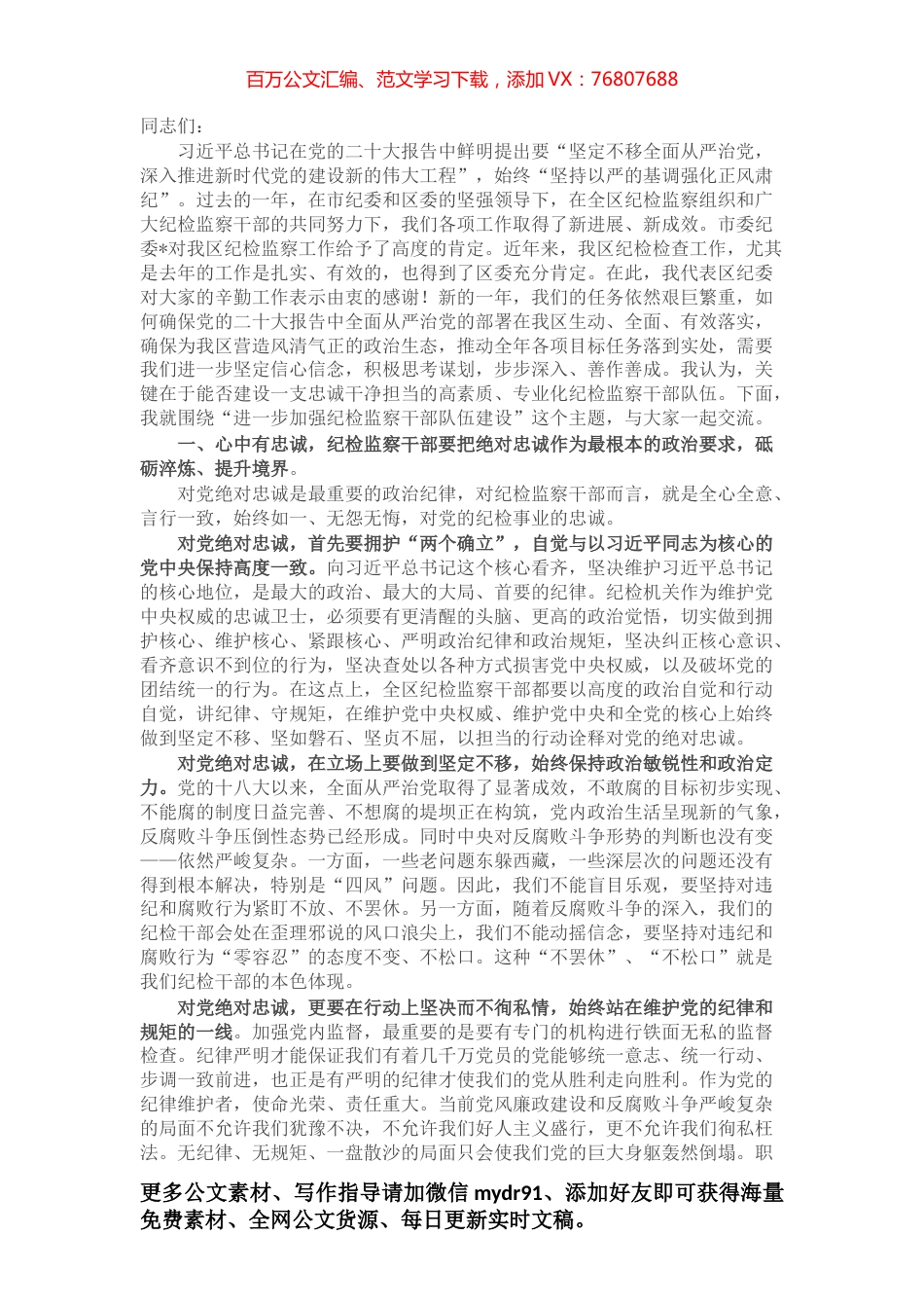 党课辅导：建设一支忠诚干净担当的高素质、专业化纪检监察干部队伍.docx_第1页