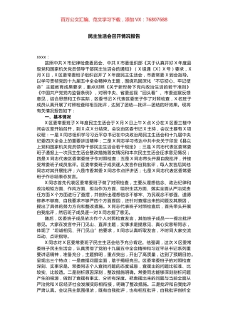 民主生活会召开情况报告.docx