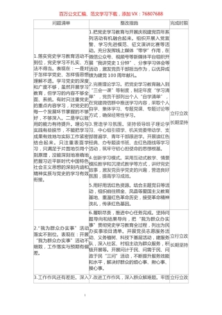 党史学习教育专题组织生活会检视问题及整改清单.docx