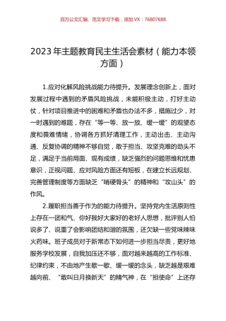 2023年主题教育民主生活会素材（能力本领方面）.docx