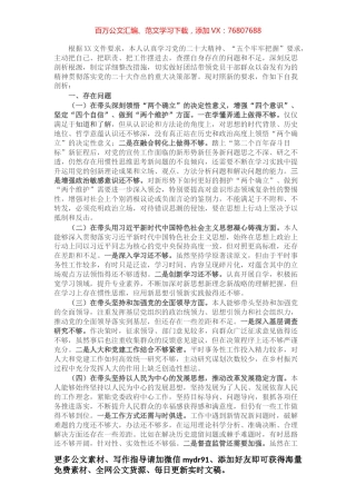 2022年度领导干部民主生活会检查材料.docx