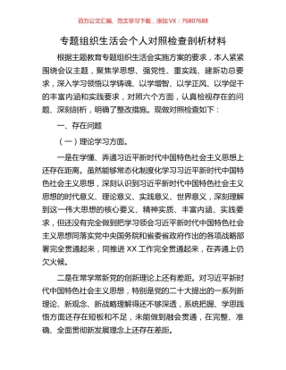 专题组织生活会个人对照检查剖析材料.docx