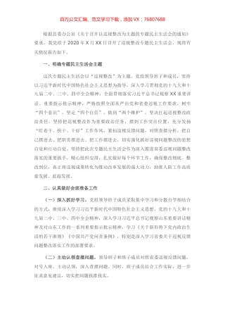 X党组2020年巡视整改专题民主生活会情况报告.docx