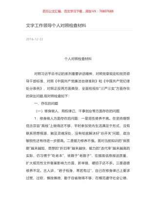 文字工作领导个人对照检查材料.docx