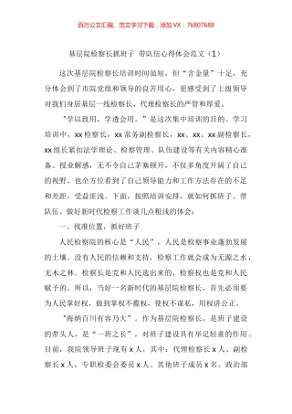 检察长抓班子带队伍心得体会汇编.docx