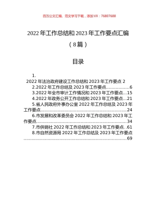 2022年工作总结和2023年工作要点汇编（8篇）.docx