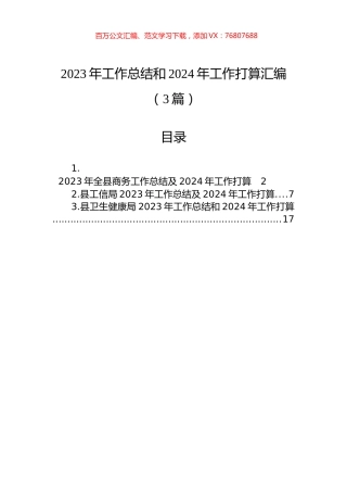2023年工作总结和2024年工作打算汇编（3篇）.docx