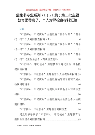 （21篇）第二批主题教育领导班子、个人对照检查材料汇编.docx