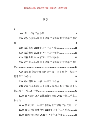 2022年县各局上半年工作总结和下半年工作计划汇编（17篇）.docx