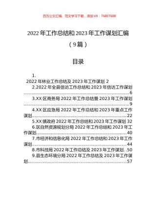 2022年工作总结和2023年工作谋划汇编（9篇）.docx