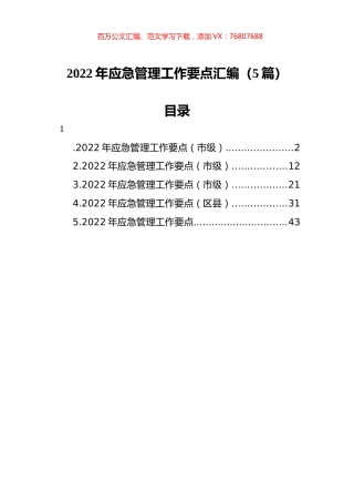2022年应急管理工作要点汇编（5篇）.docx