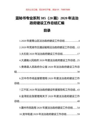 （20篇）2020年法治政府建设工作总结汇编.docx