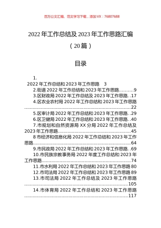 2022年工作总结及2023年工作思路汇编（20篇）.docx