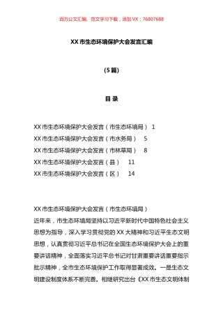 市生态环境保护大会发言汇编.docx