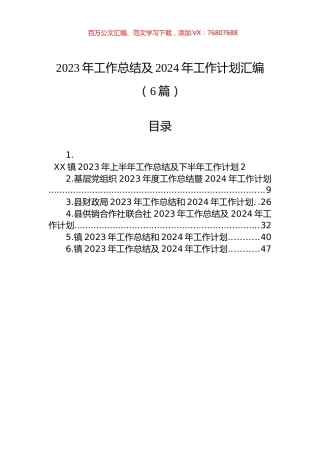 2023年工作总结及2024年工作计划汇编（6篇）.docx