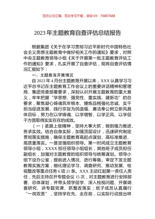 2023年主题教育自查评估总结报告.docx