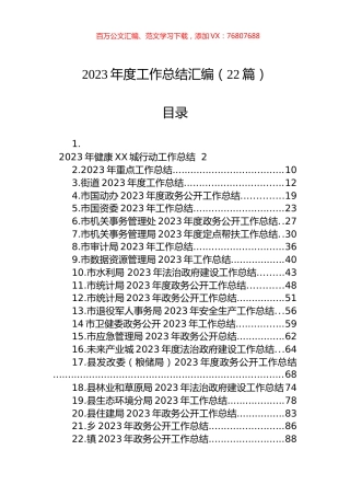 2023年度工作总结汇编（22篇）.docx