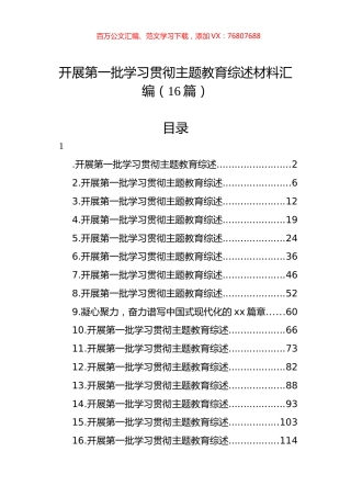 开展第一批学习贯彻主题教育综述材料汇编（16篇）.docx